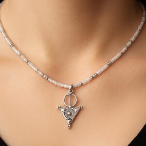 Amazigh Berber Tizerzit Necklace with Beaded Fibule Pendant