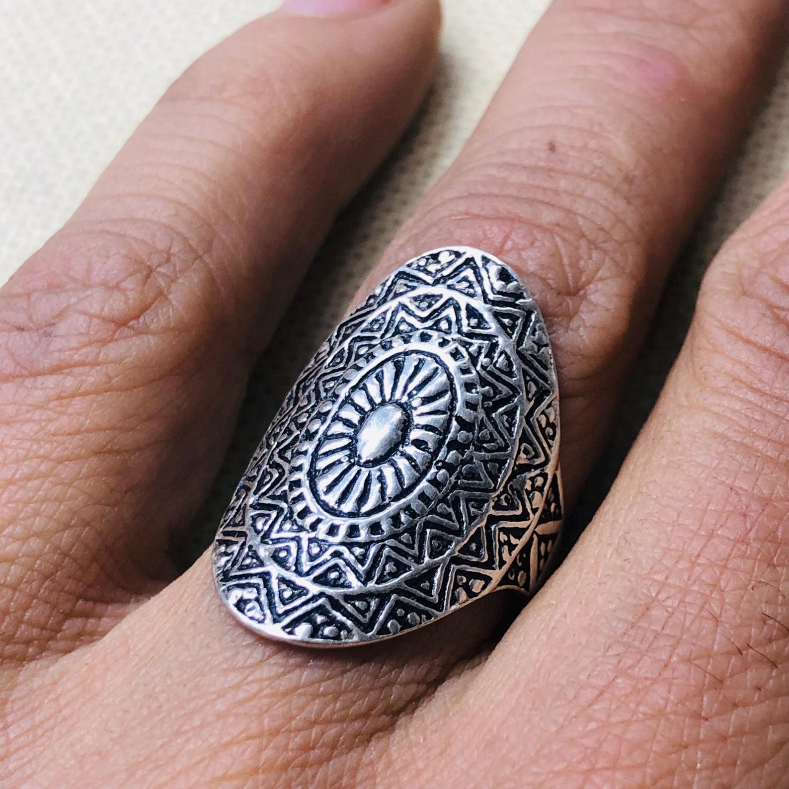 Amazigh Berber Tuareg Sterling Silver Tribal Engraved Ring