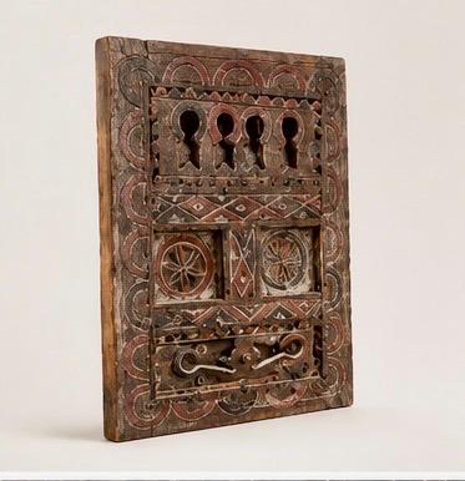 Amazigh Berber Hand Carved Wooden Door Wall Art Panel