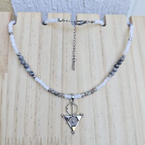 Amazigh Berber Tizerzit Necklace with Natural Stones and Steel