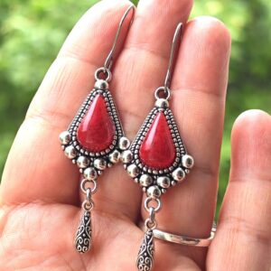 Amazigh Kabyle Berber Traditional Ethnic Earrings with Coral Details