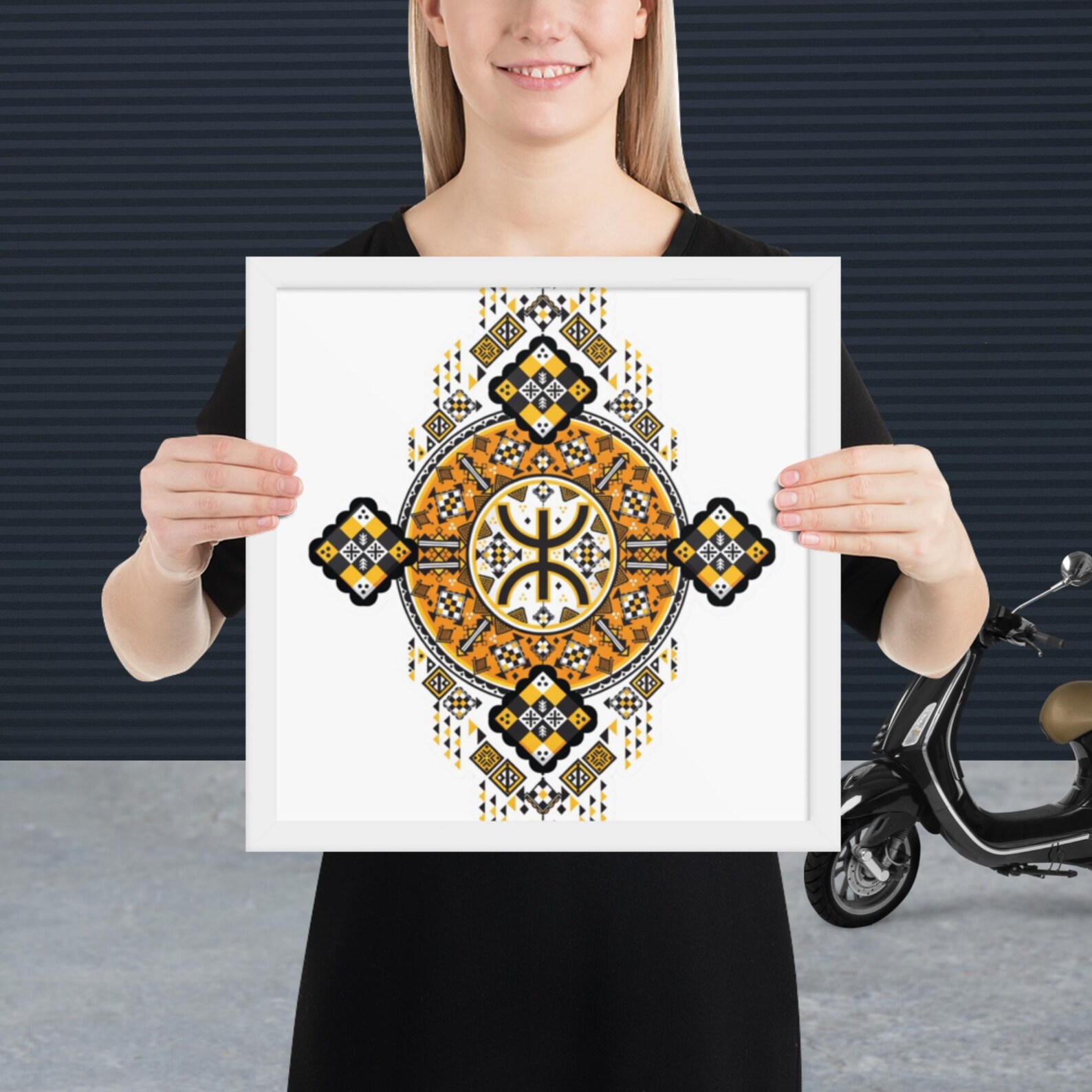 Vibrant Amazigh Berber Yaz Symbol Framed Poster Wall Art