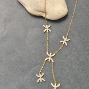 Amazigh Yaz Tifinagh Symbol Necklace with Five Crystal Charms