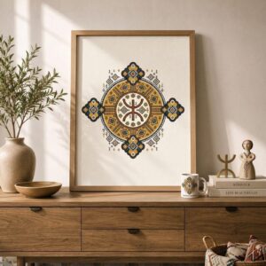Vibrant Amazigh Berber Yaz Symbol Framed Poster Wall Art