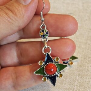 Amazigh Berber Kabyle Earrings with Silver Tone Modern Design