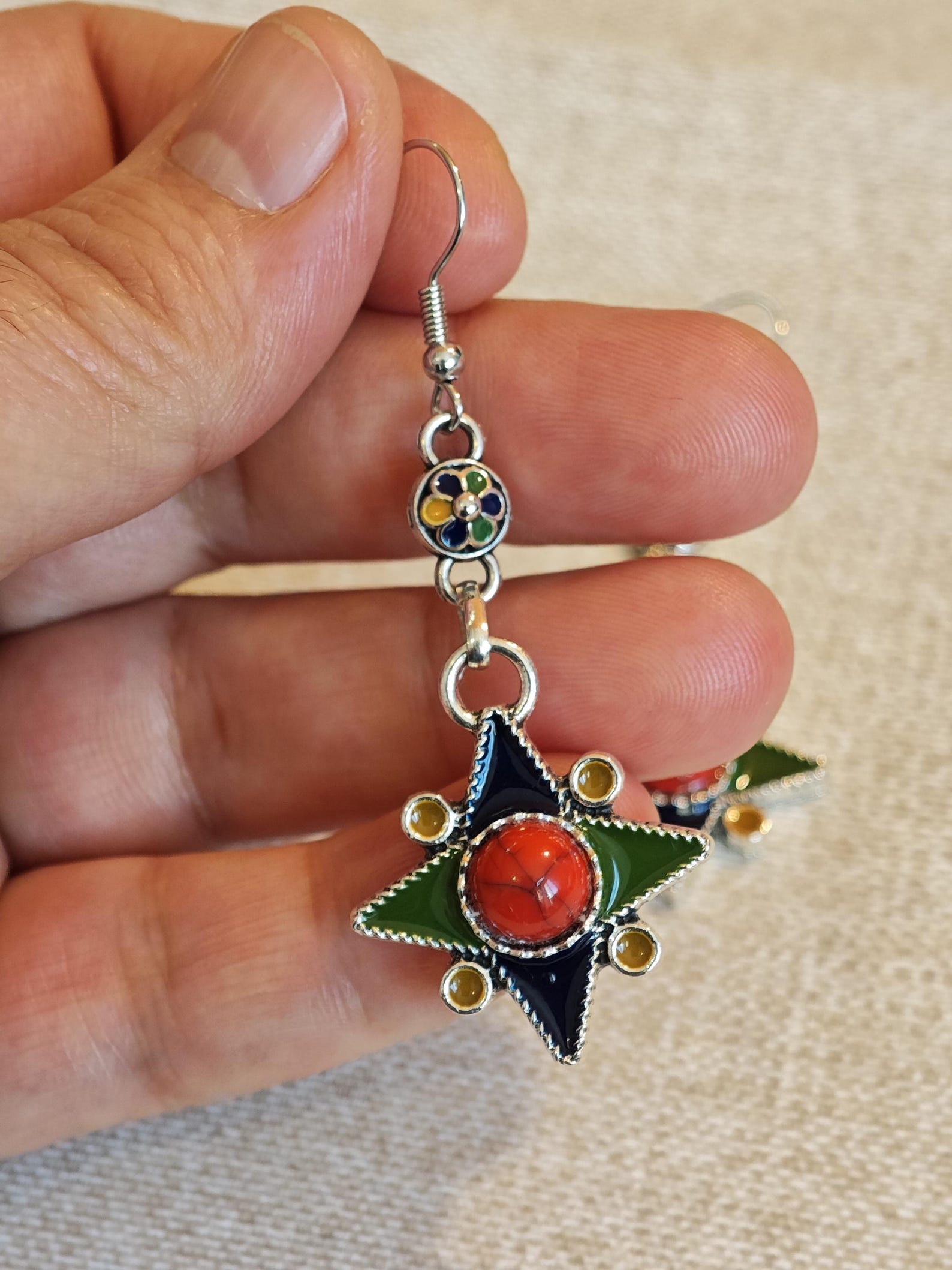 Amazigh Berber Kabyle Earrings with Silver Tone Modern Design