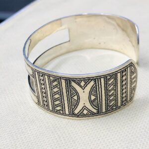 Amazigh Tuareg Berber Gravé Silver Bracelet Adjustable Cuff Maroc