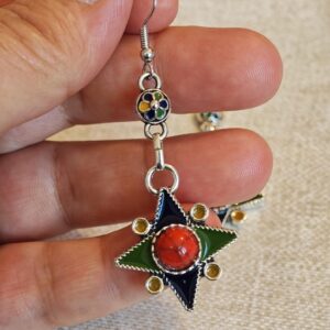 Amazigh Berber Kabyle Earrings with Silver Tone Modern Design