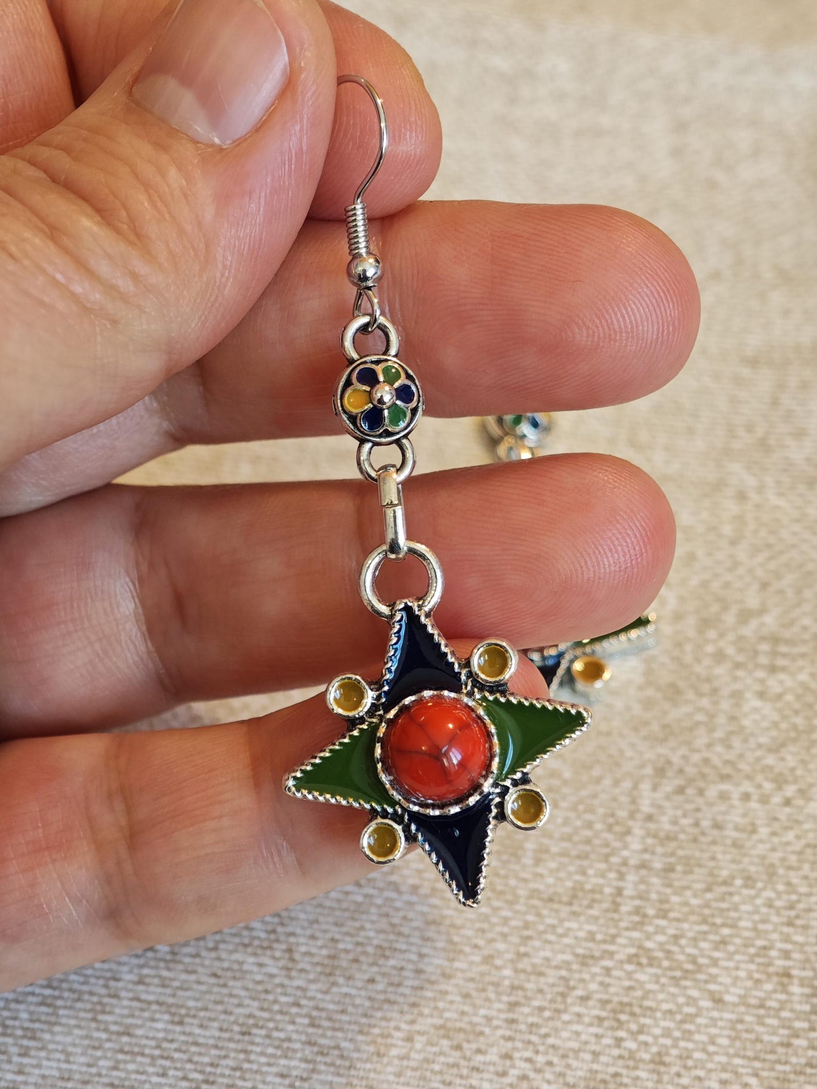 Amazigh Berber Kabyle Earrings with Silver Tone Modern Design
