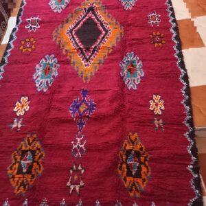 Amazigh Berber Vintage Red Wool Rug Handmade Tribal Carpet