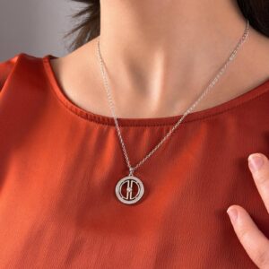 Amazigh Moon Necklace with Berber Symbol Pendant and Zirconia Accent