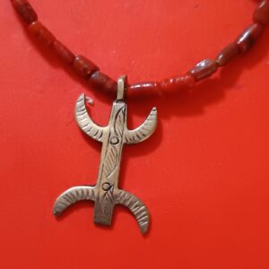 Amazigh Berber Handmade Necklace with Metal Pendant and Beads