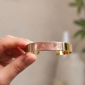 Amazigh Berber Tuareg Tifinagh Cuff Bracelet with Mixed Copper Silver Details