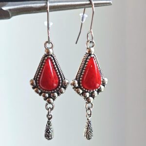 Amazigh Kabyle Berber Traditional Ethnic Earrings with Coral Details