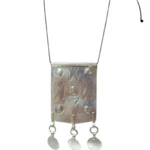 Amazigh Necklace with Colorful Berber Pendant and Dangling Metal Discs