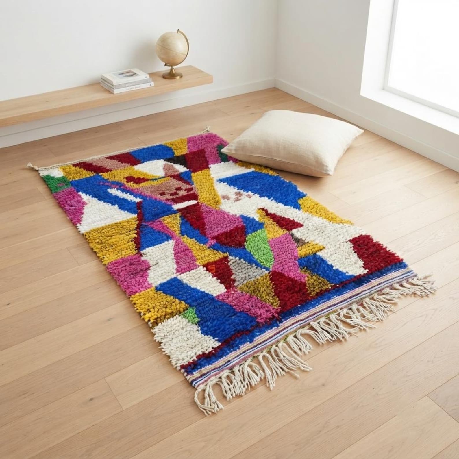 Amazigh Berber Diamond Handwoven Colorful Custom Wool Rug