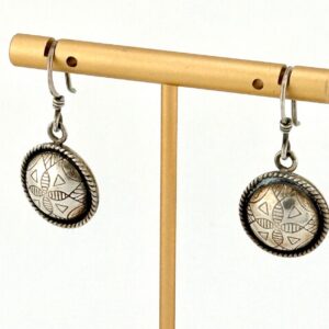 Amazigh Silver Earrings with Hand Etched Traditional Berber Design