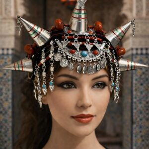Amazigh Berber Isni Tounza Traditional Silver Headband Headdress