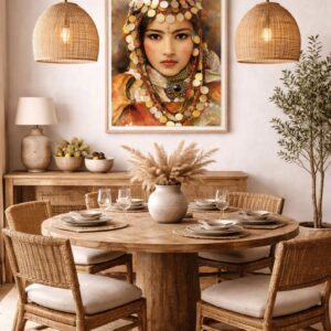 Amazigh Berber Woman Watercolor Portrait Jewelry Art Print Wall Art
