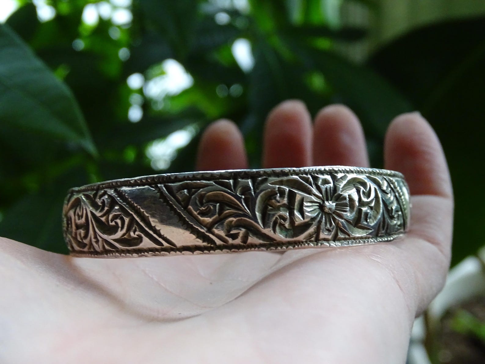 Berber Amazigh High-Grade Fine Silver Hand Etched Filagree Bracelet