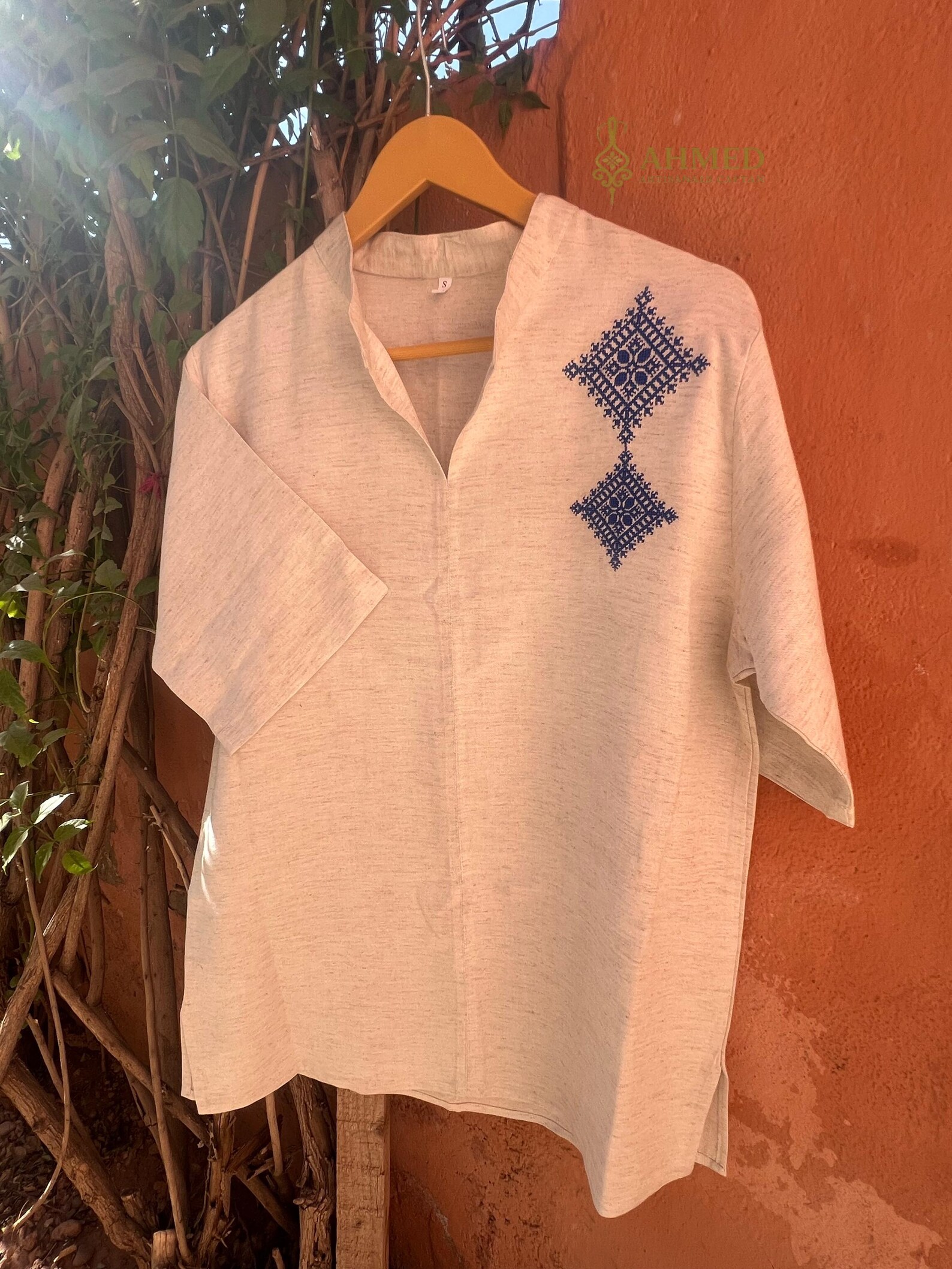 Amazigh Loulan Tunic with Elegant Embroidery for Men