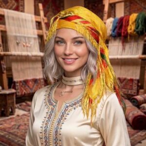 Amazigh Subniya Souss Berber Traditional Fringe Scarf Wrap