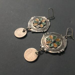 Antique Berber Enamel Earrings with Amazigh Silver Jewelry Style