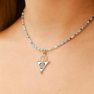 Amazigh Berber Tizerzit Necklace with Fibule Pendant and Beads