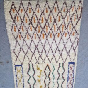 Emerald Green Amazigh Berber Handmade Wool Boujad Rug with Tribal Design