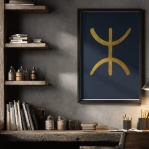 Golden Amazigh Yaz Berber Symbol Print Navy Digital Download
