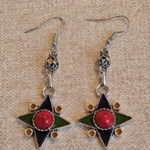 Amazigh Berber Kabyle Earrings with Silver Tone Modern Design