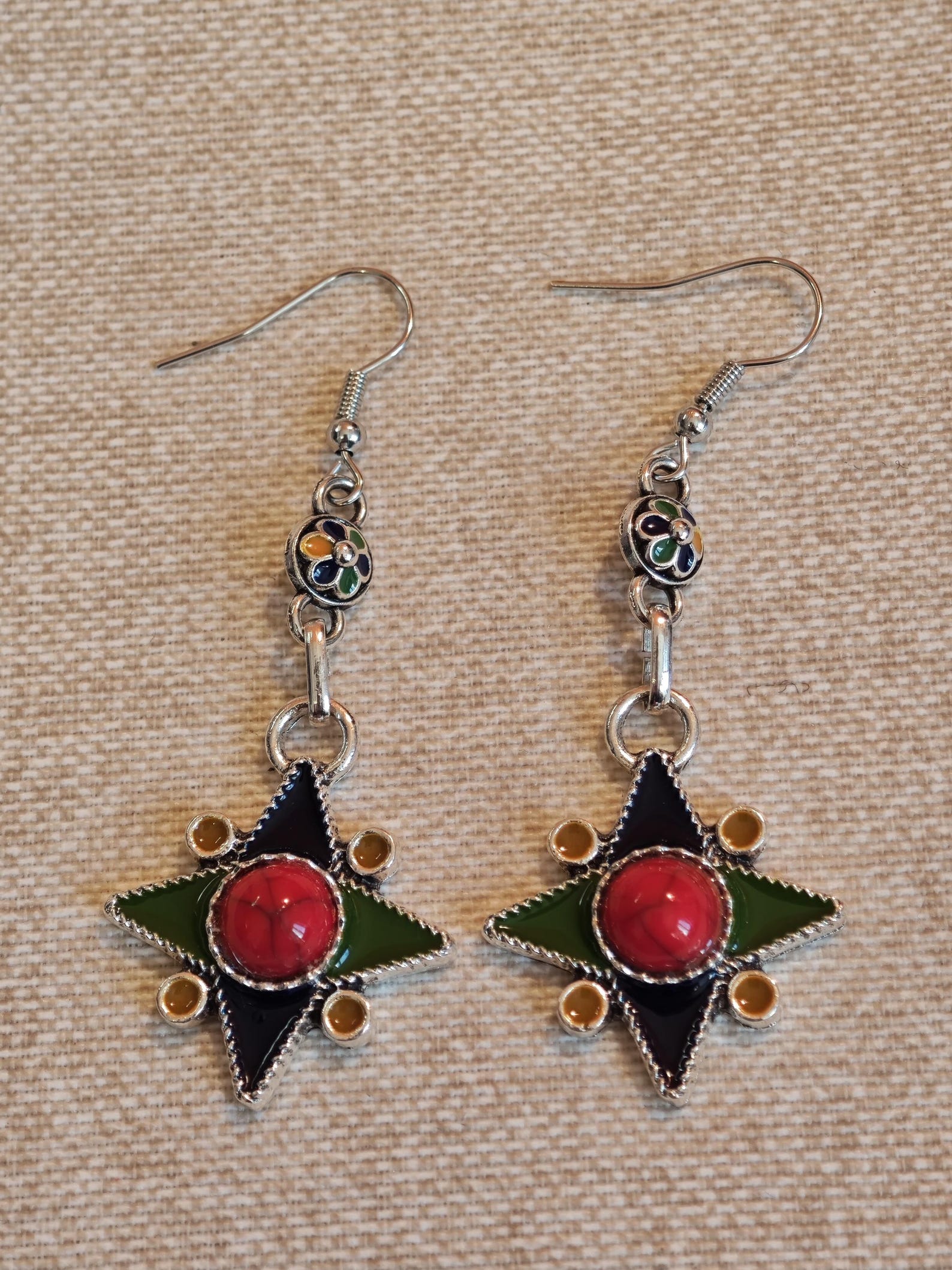 Amazigh Berber Kabyle Earrings with Silver Tone Modern Design