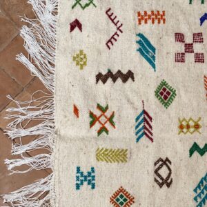 Amazigh Berber Tifinagh Symbols Wool Kilim Runner Rug