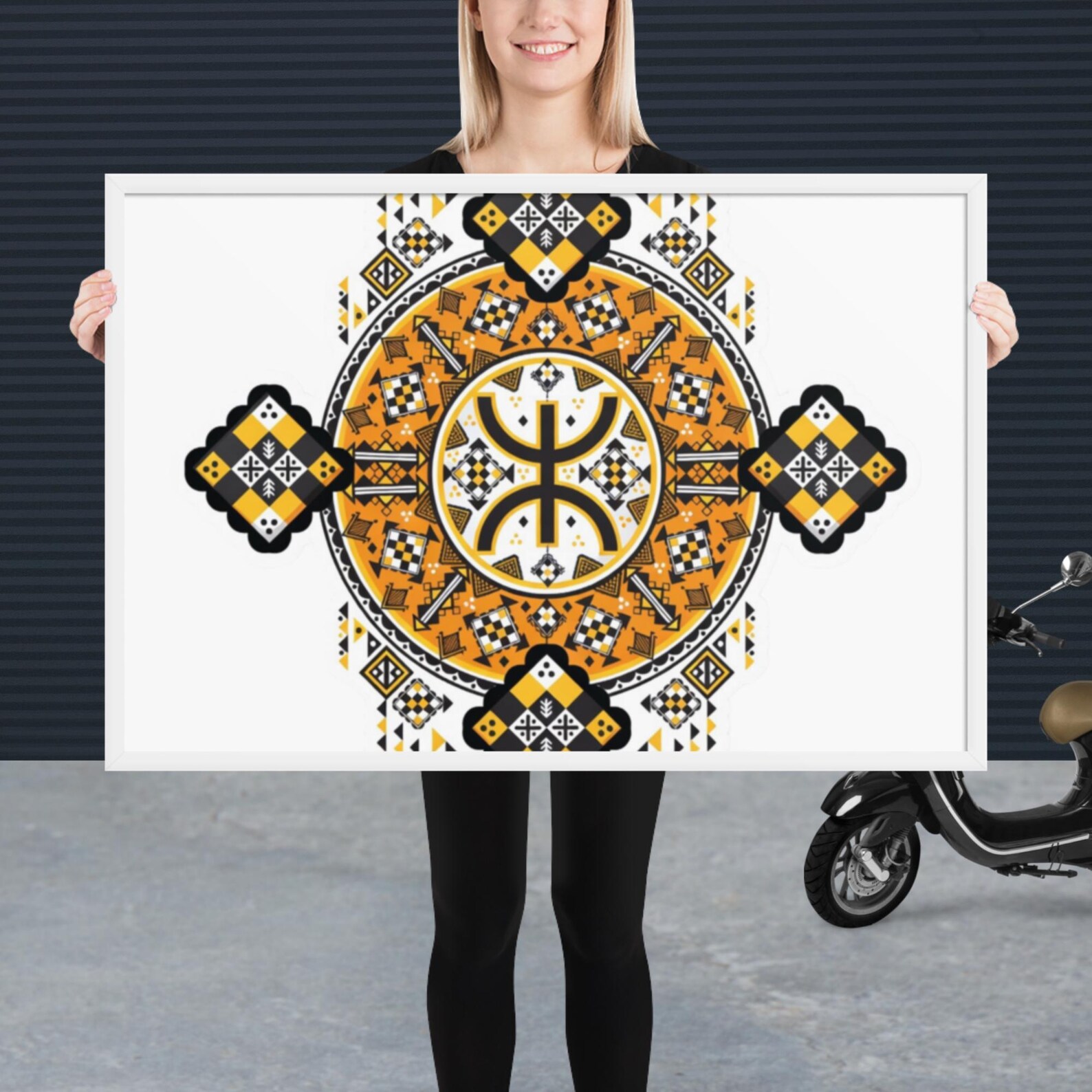 Vibrant Amazigh Berber Yaz Symbol Framed Poster Wall Art