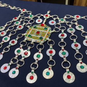 Amazigh Silver Tribal Necklace with Engraved Heritage Jewelry Design