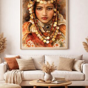 Amazigh Berber Woman Watercolor Portrait Jewelry Art Print Wall Art