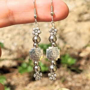 Amazigh Berber Floral Geometric Symbol Earrings Cultural Design