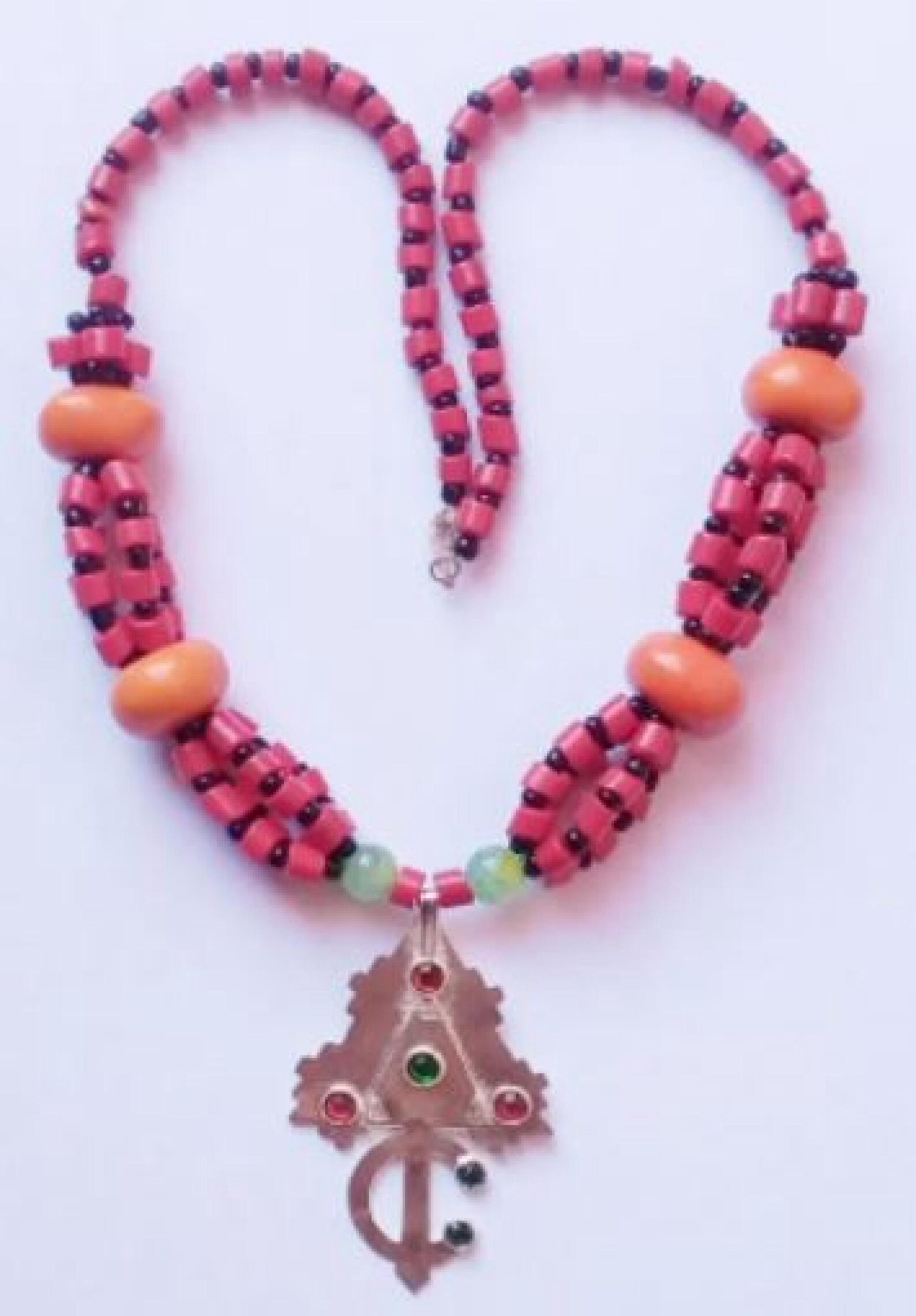 Amazigh Berber Beaded bead Kbayle Pendant Traditional Necklace