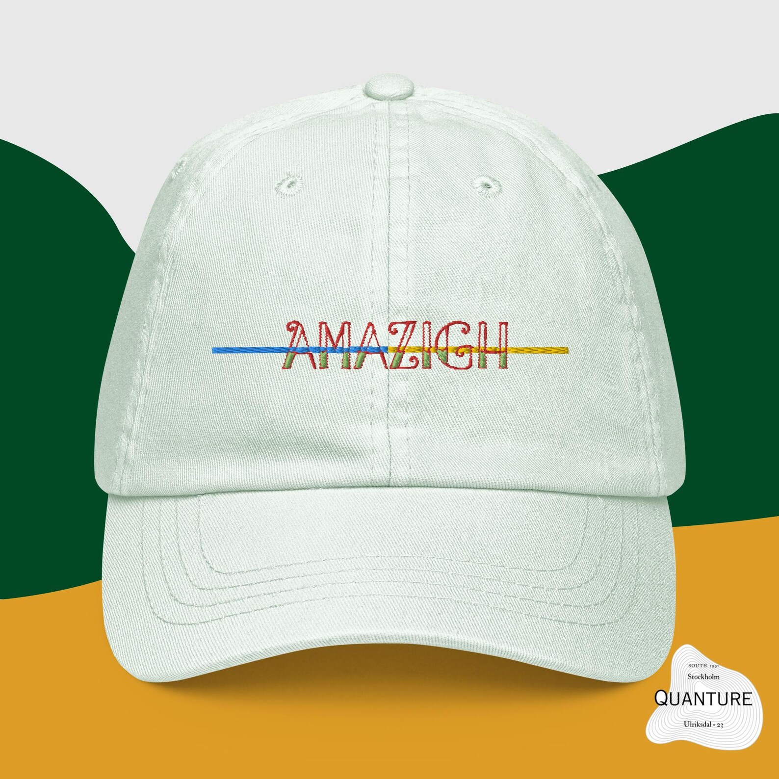 Amazigh Pastel Embroidery Baseball Hat With Cotton Design