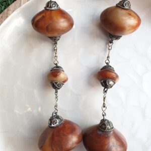Berber Amazigh Vintage Copal Bead Amulet Necklace from Maroc