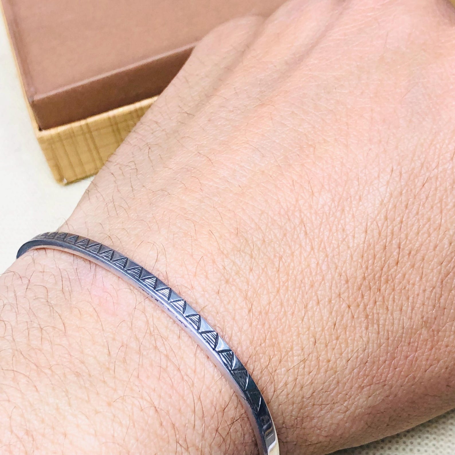 Amazigh Berber Gravé 925 Silver Open Cuff Bracelet