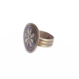 Amazigh Berber Niello Flower Silver Antique Ring Size 10