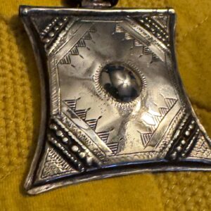 African Tuareg Amazigh Tcherot Tifinagh Amulet Necklace with Onyx Beads