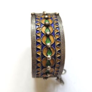 Amazigh Berber Tifinagh Manchette Charnière Émail Vintage Bracelet