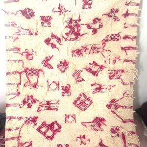 Amazigh Berber Hand-Woven Wool Rug with Pink Motifs