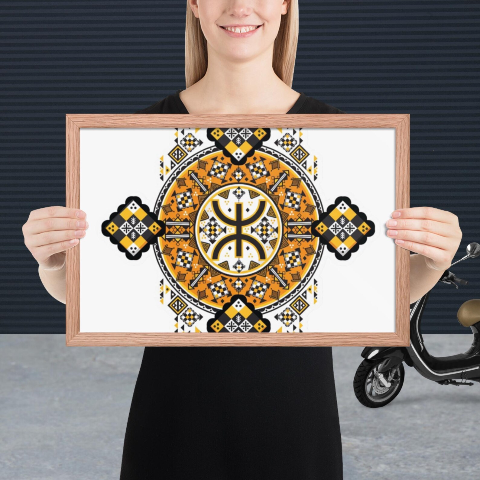 Vibrant Amazigh Berber Yaz Symbol Framed Poster Wall Art