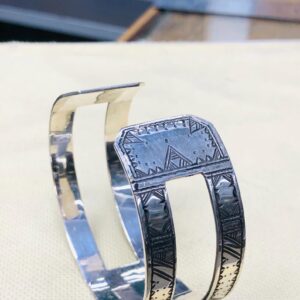 Amazigh Tuareg Berber Gravé Silver Bracelet Adjustable Cuff Maroc