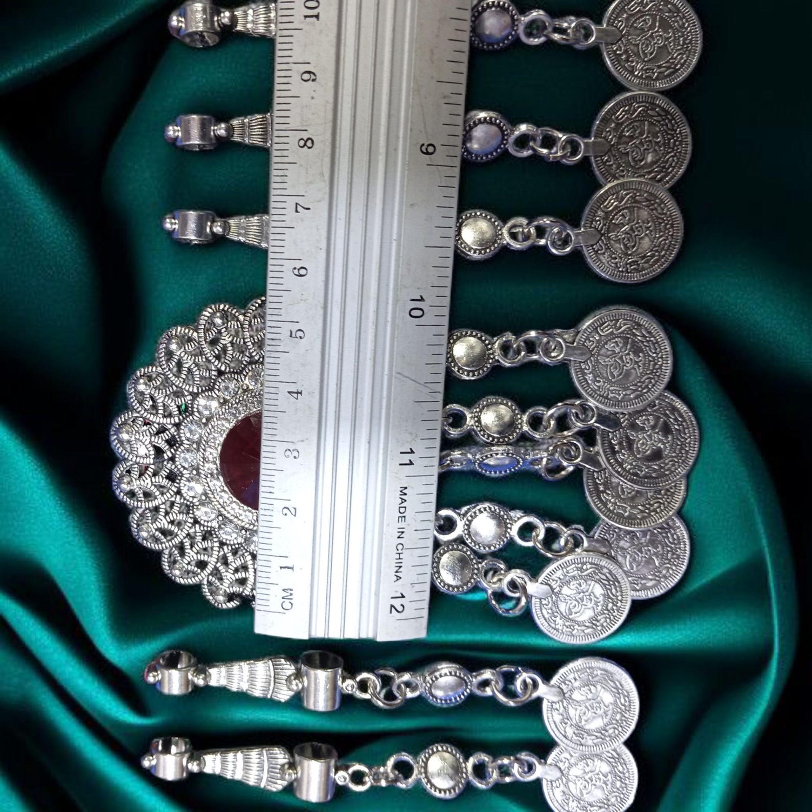Amazigh Berber Handmade Black Coin Belt with Traditional Motifs