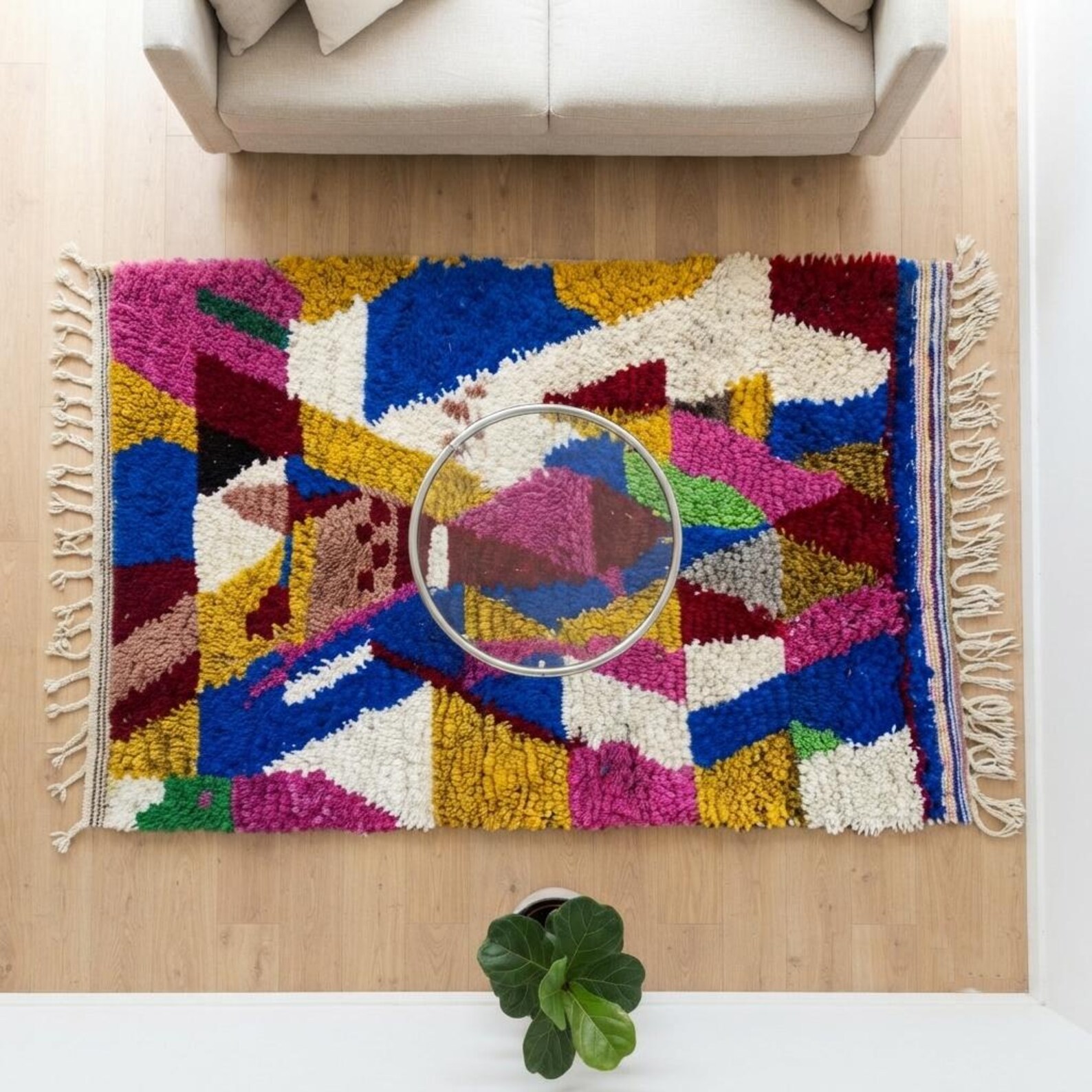 Amazigh Berber Diamond Handwoven Colorful Custom Wool Rug