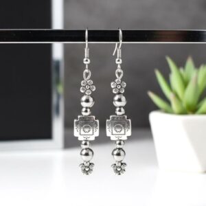 Amazigh Berber Floral Geometric Symbol Earrings Cultural Design